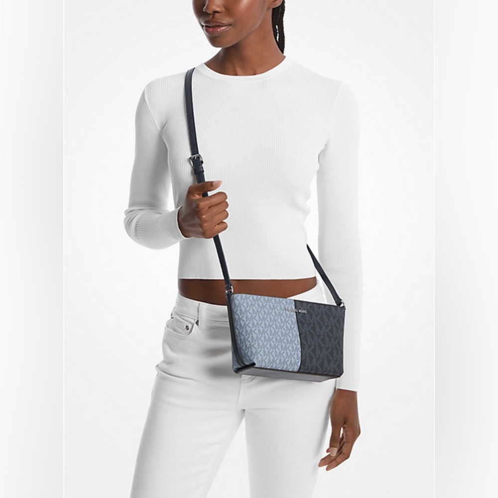 NEW Michael Kors Jet Set Travel Small TZ Crossbody Bag Blue Handbag Purse NWT